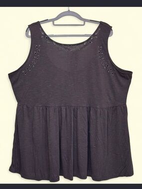 Torrid Babydoll Fairy Grunge Floral Embroidered Soft Tie Back Sleeveless Top.